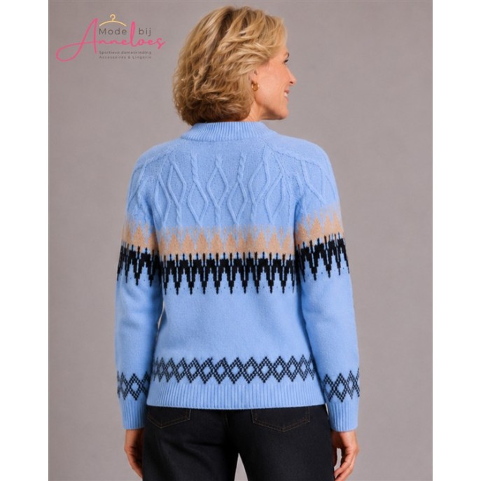 Micha trui 183142 diamant motief Blue Grey Sand Micha trui 183142 diamant motief Blue Grey Sand